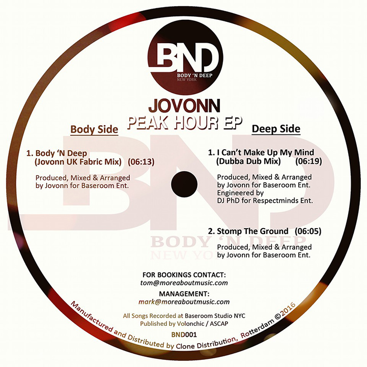 Jovonn ‎– Peak Hour EP ✪ BND001