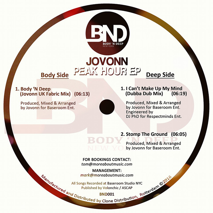 Jovonn – Peak Hour EP ✪ BND001 Jovonn – Peak Hour EP ✪ BND001